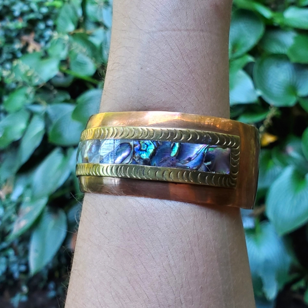 *RARE* Vintage Celia Harms Brass Wrist Cuff - Picture 4 of 15